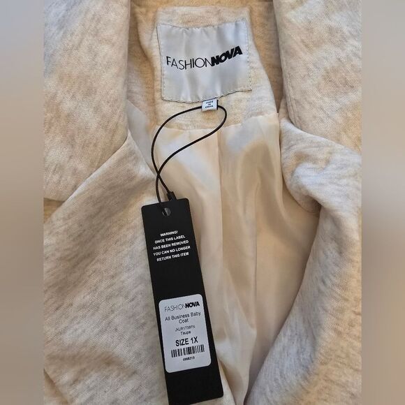 Fashion Nova All Business Baby Coat Double Breasted Button Size 1x - Picture 6 of 11